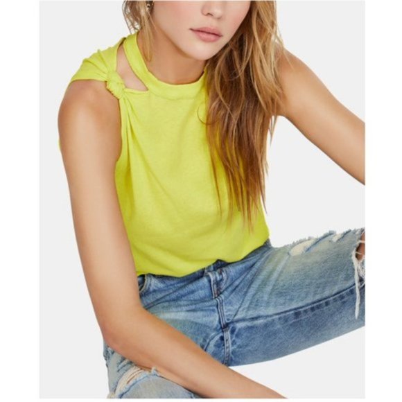 FREE PEOPLE Green Sleeveless Crew Neck Top Size L - Picture 3 of 5